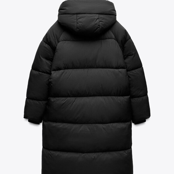 ZARA LONG ANORAK WATER AND WIND PROTECTION PUFFER Black NWT - Picture 7 of 7